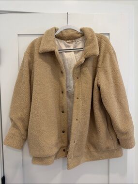 Three Bird Nest Beige Teddy Sherpa Oversized Shacket Jacket Women’s LG